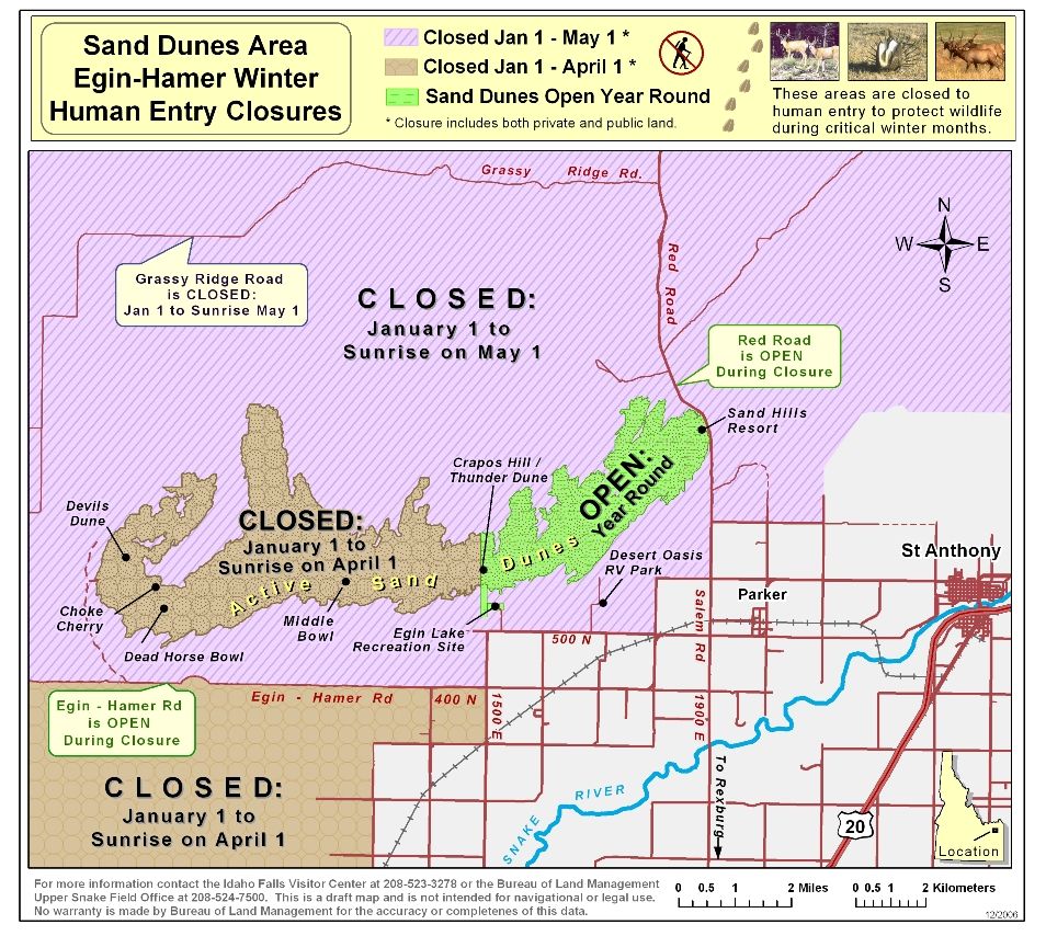 Saint Anthony Sand Dunes Winter Closure Map