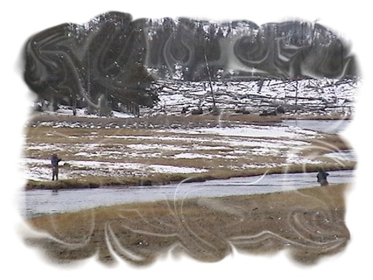 Fly fishing on the Fire Hole River from Fountain Flats Drive by John William Uhler ©